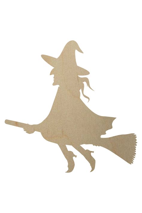 Quirky and Whimsical Wooden Witch Cutouts for Halloween